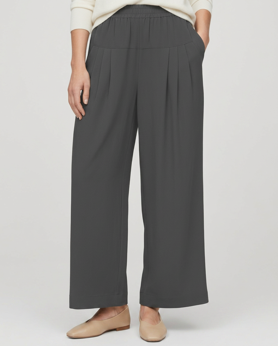 Nona | Wide Leg Trousers with Elastic Waistband