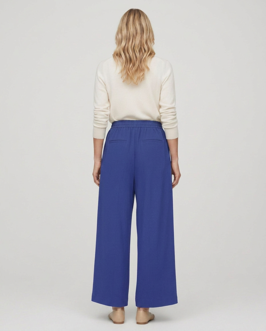 Nona | Wide Leg Trousers with Elastic Waistband