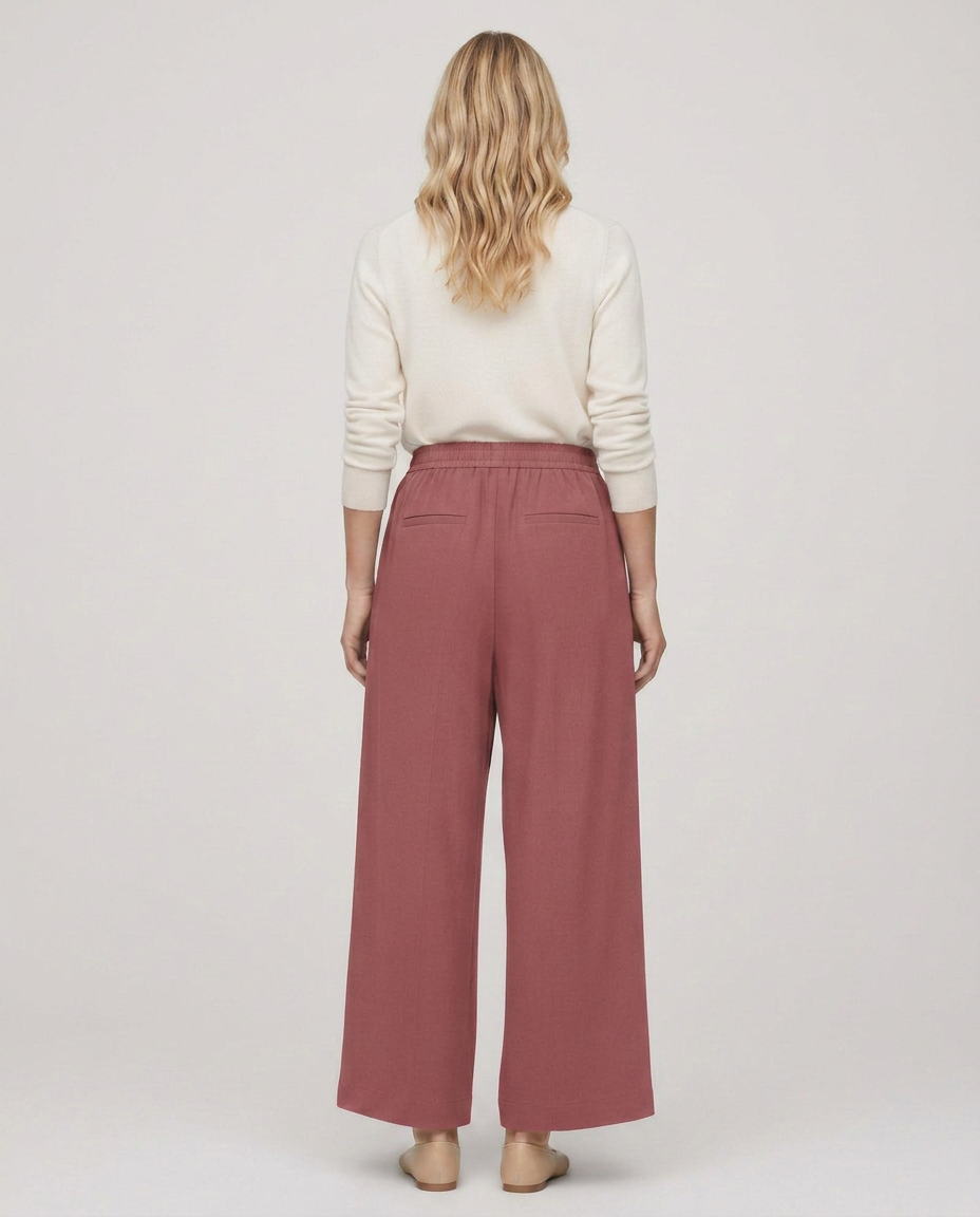 Nona | Wide Leg Trousers with Elastic Waistband