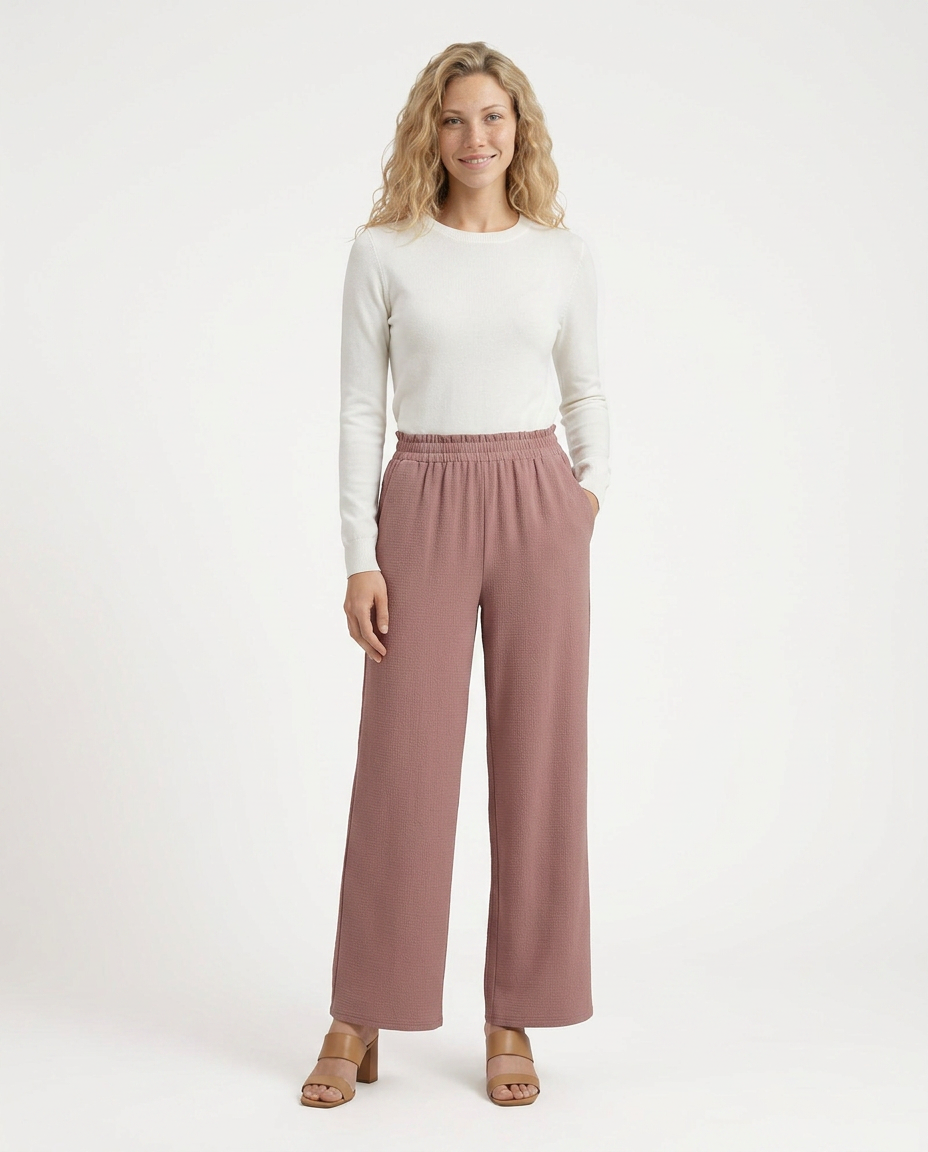 Tami | Wide Leg Trousers with Elastic Waistband