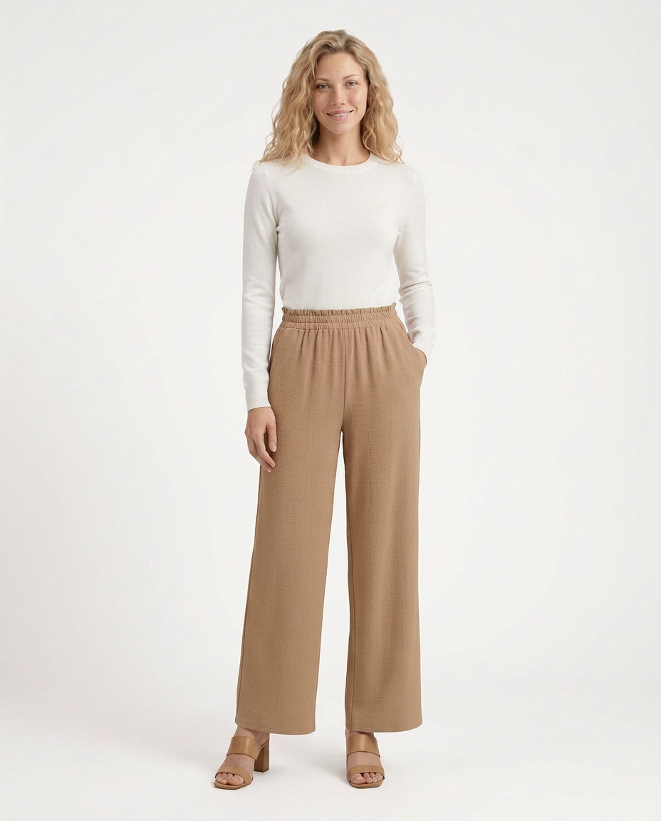 Tami | Wide Leg Trousers with Elastic Waistband