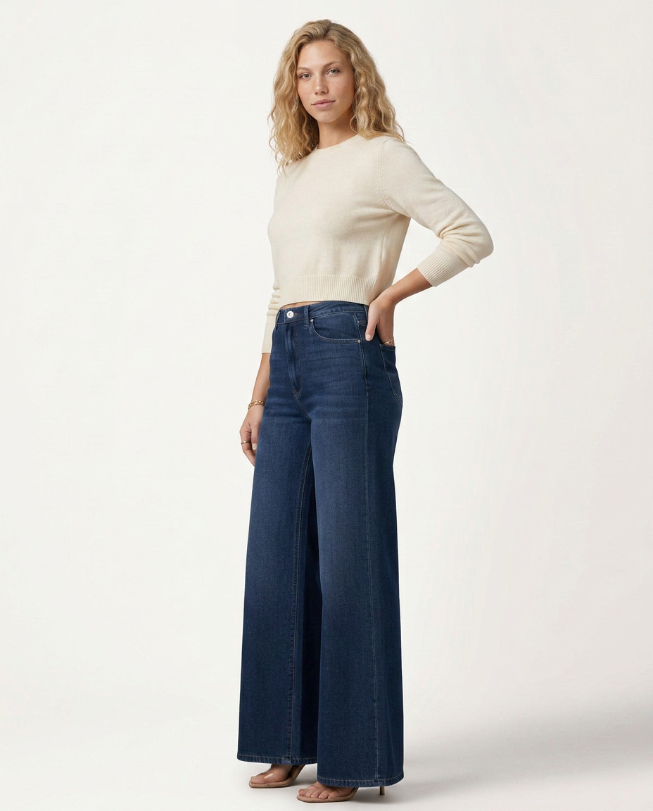 Lee | High Waist Wide Leg Denim Look Trousers