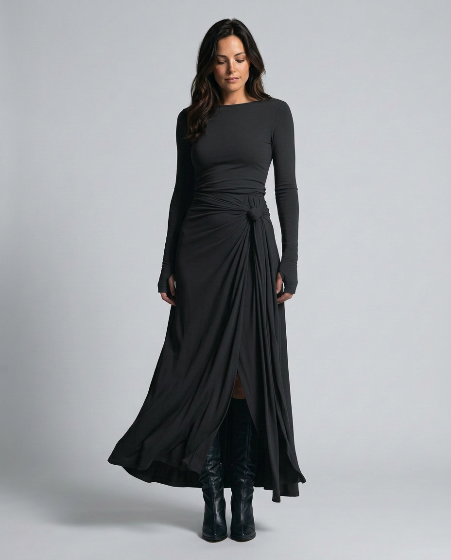 Melisa | Wrap Maxi Dress with Knotted Waist Detail