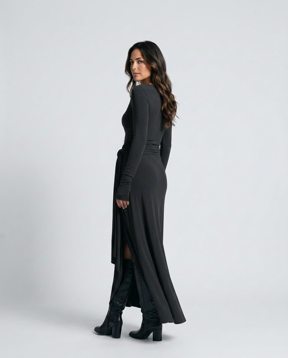 Melisa | Wrap Maxi Dress with Knotted Waist Detail