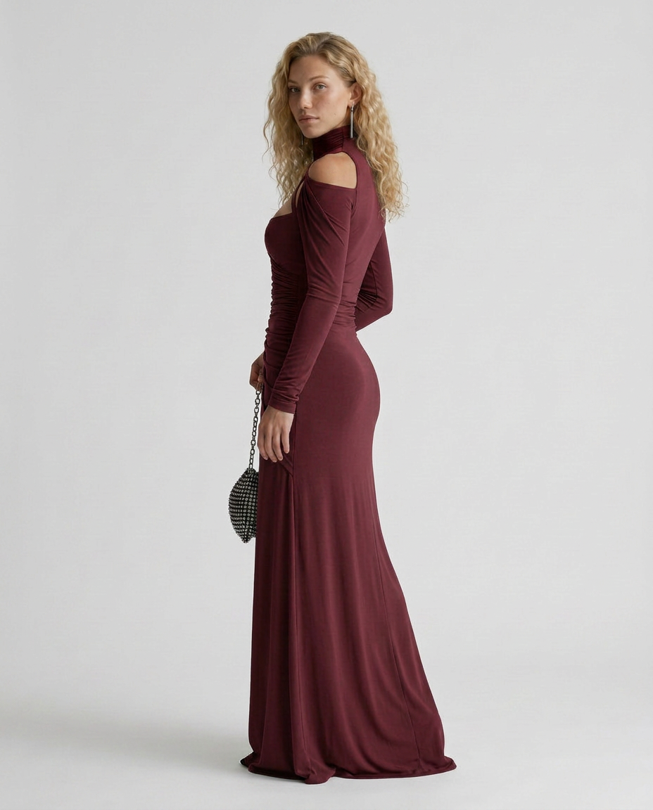 Queen | Ruched Maxi Dress with Cut-Out Detail