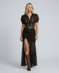 Flora | Pleated Maxi Dress with Lapel Collar