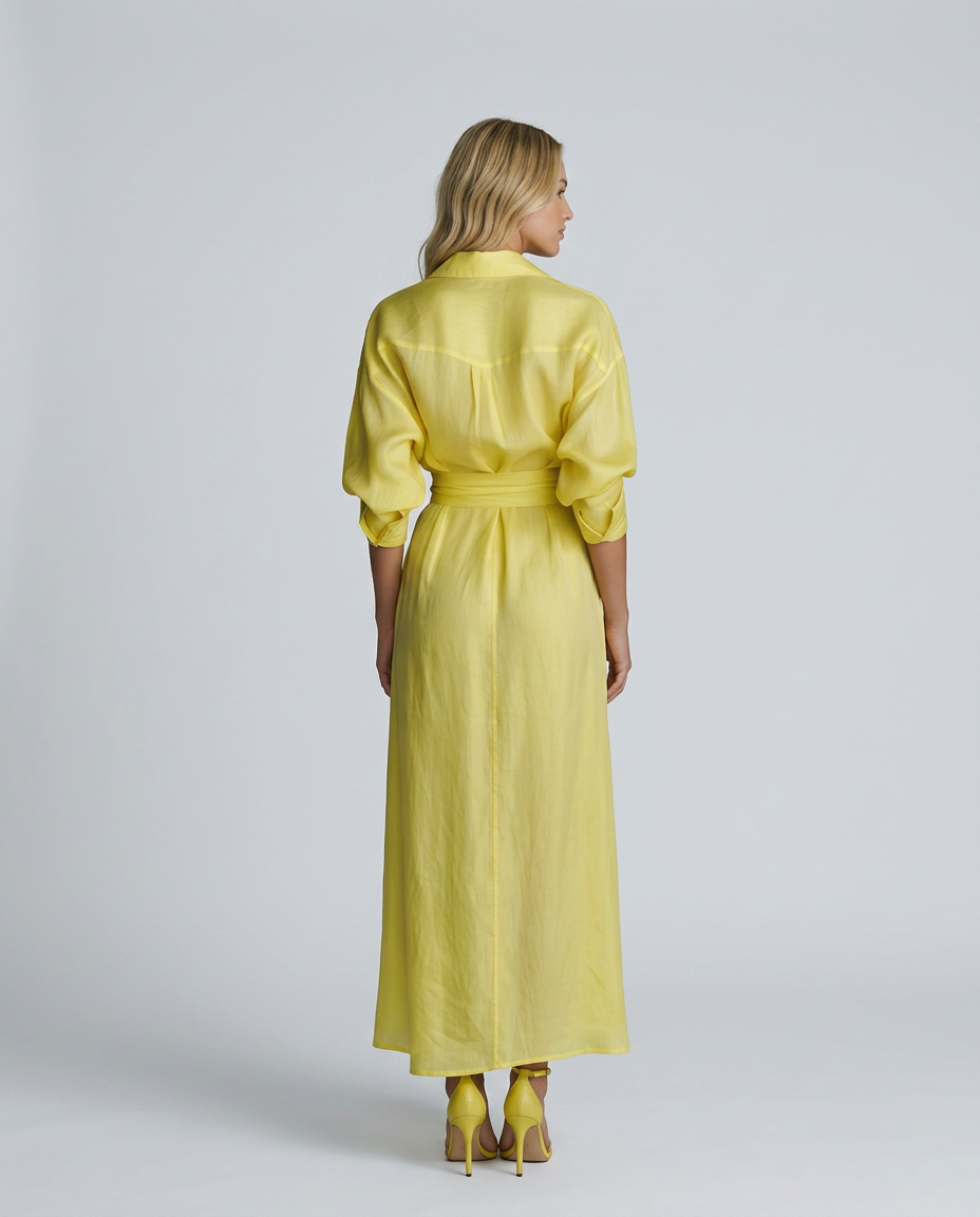 Leigh | Maxi Shirt Dress with Tie Waist