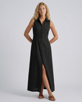 Alexis | Linen-Blend Sleeveless Maxi Shirt Dress