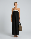 Jodie | Linen-Blend Maxi Dress with Lace Trim
