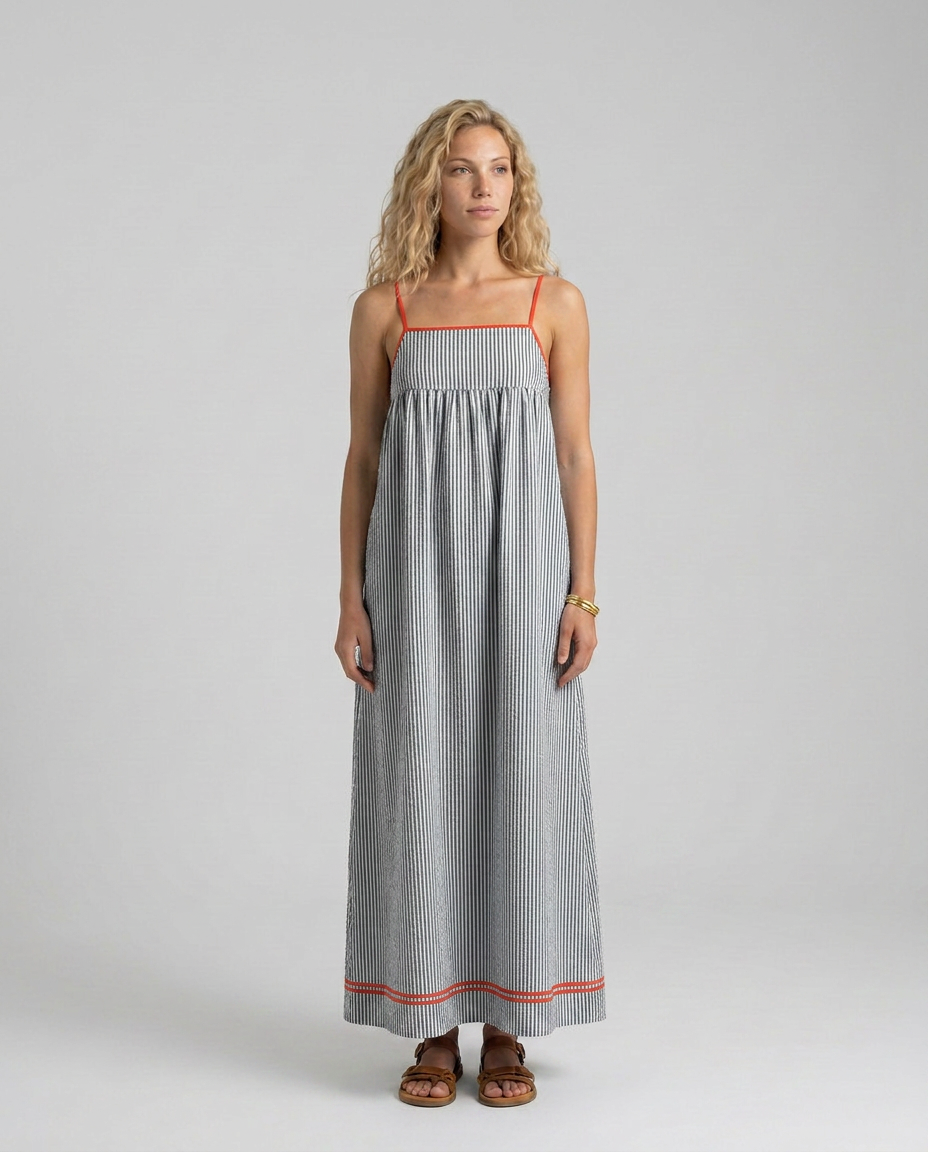 Gayle | Striped Maxi Dress with Spaghetti Straps
