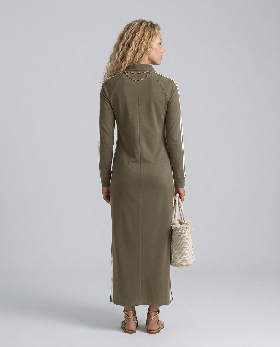 Sallie | Button-Down Maxi Dress with Contrast Trim