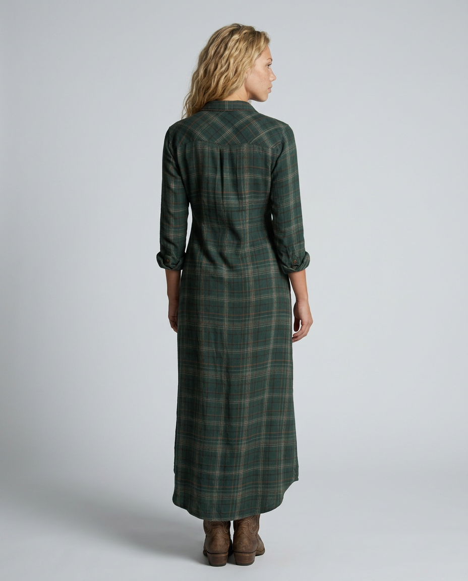 Marta | Plaid Shirt Maxi Dress with Button Front