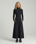 Enid | Zip Neck Maxi Dress with Half-High Collar