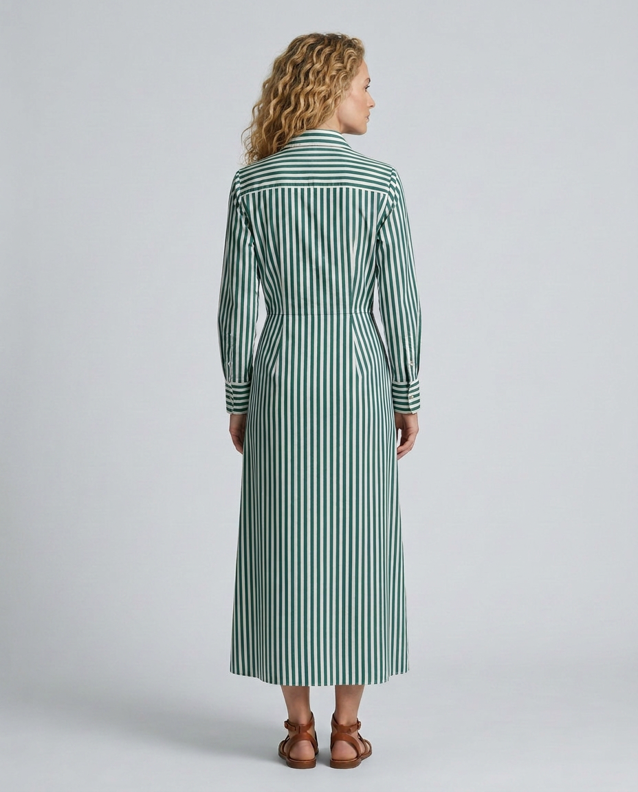 Marina | Striped Shirt Dress with Red Chest Pocket