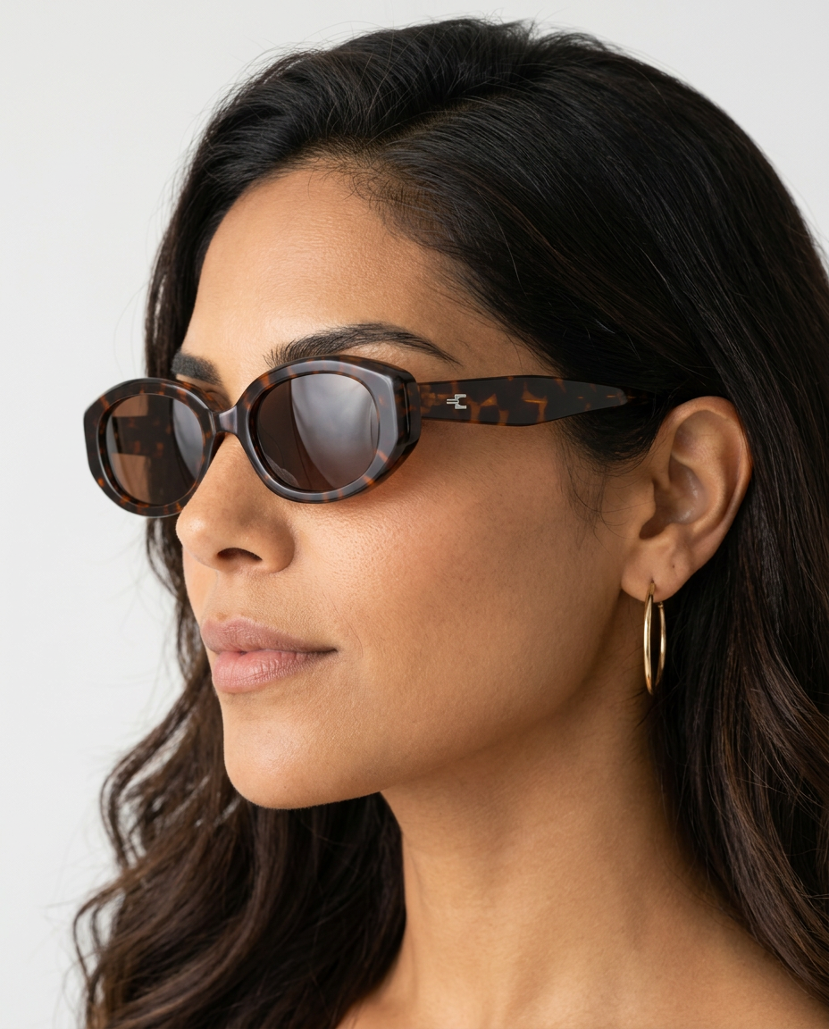 Gina | Oval Tort Sunglasses with Metal Hinges