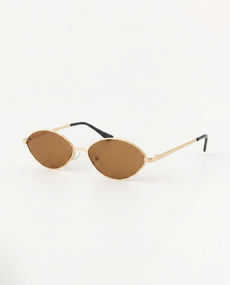 Aline | Oval Metal Frame Sunglasses with Tinted Lenses