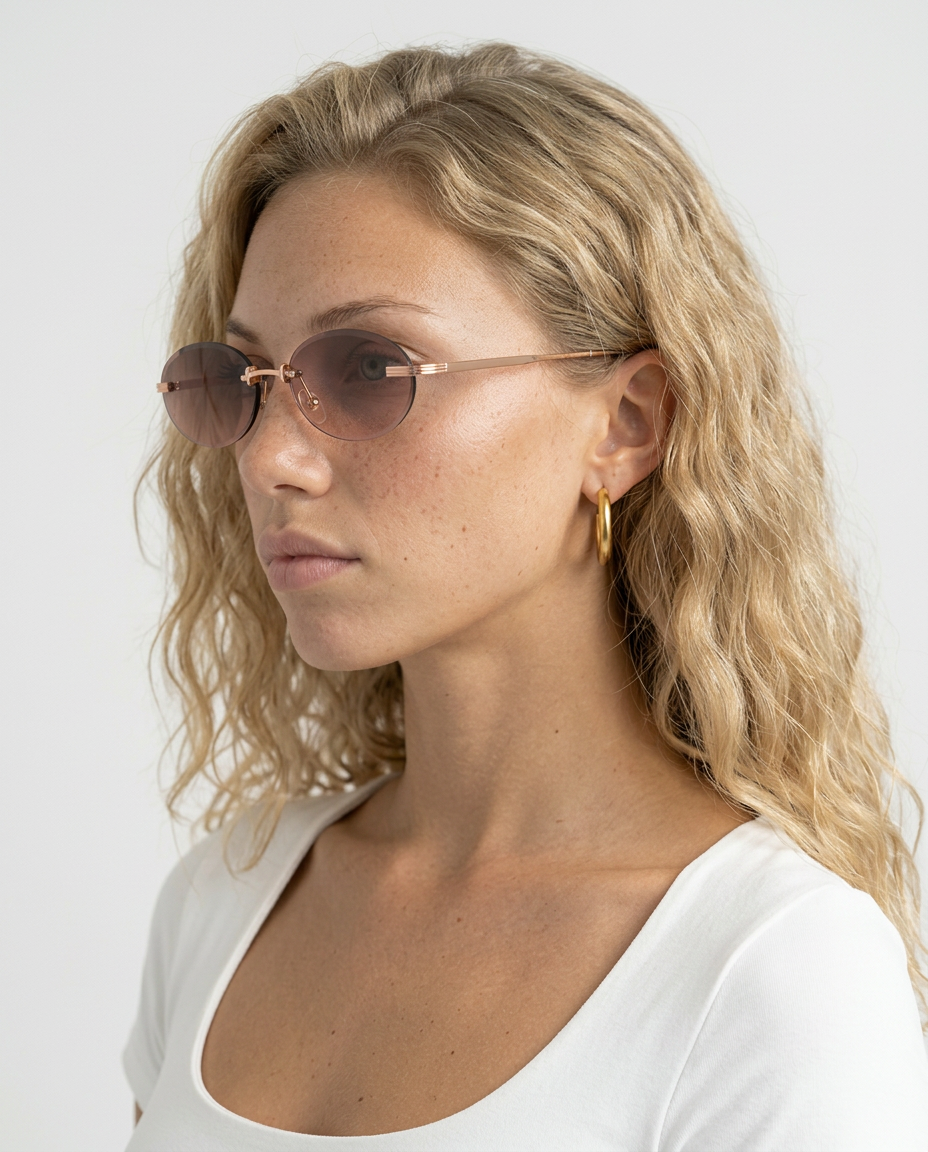 Jayne | Slim Oval Sunglasses with Tinted Lenses