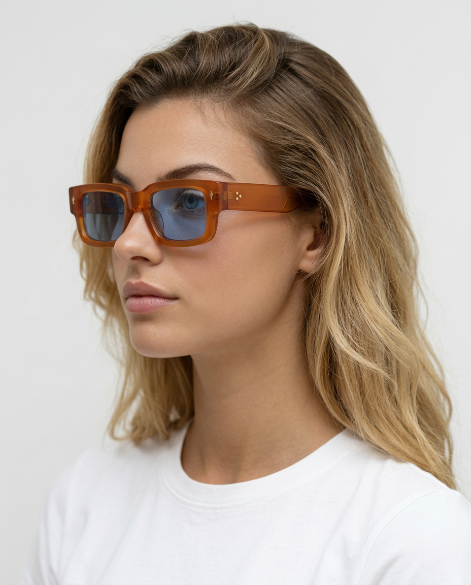 Clio | Square Sunglasses with Tinted Blue Lenses