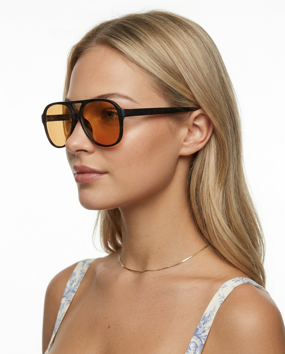 Ella | Aviator Sunglasses with Orange Tinted Lenses