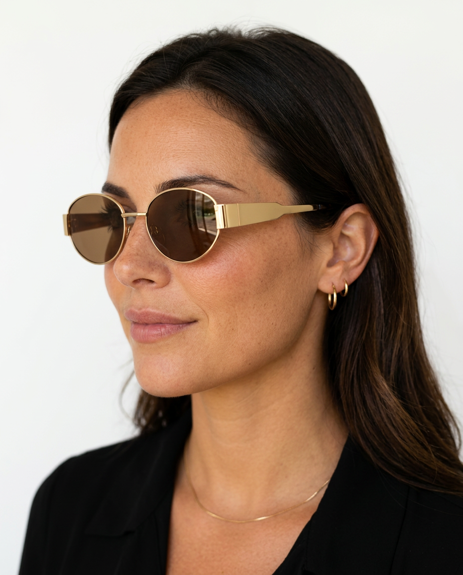 Tonia | Oval Sunglasses with Gold Frame