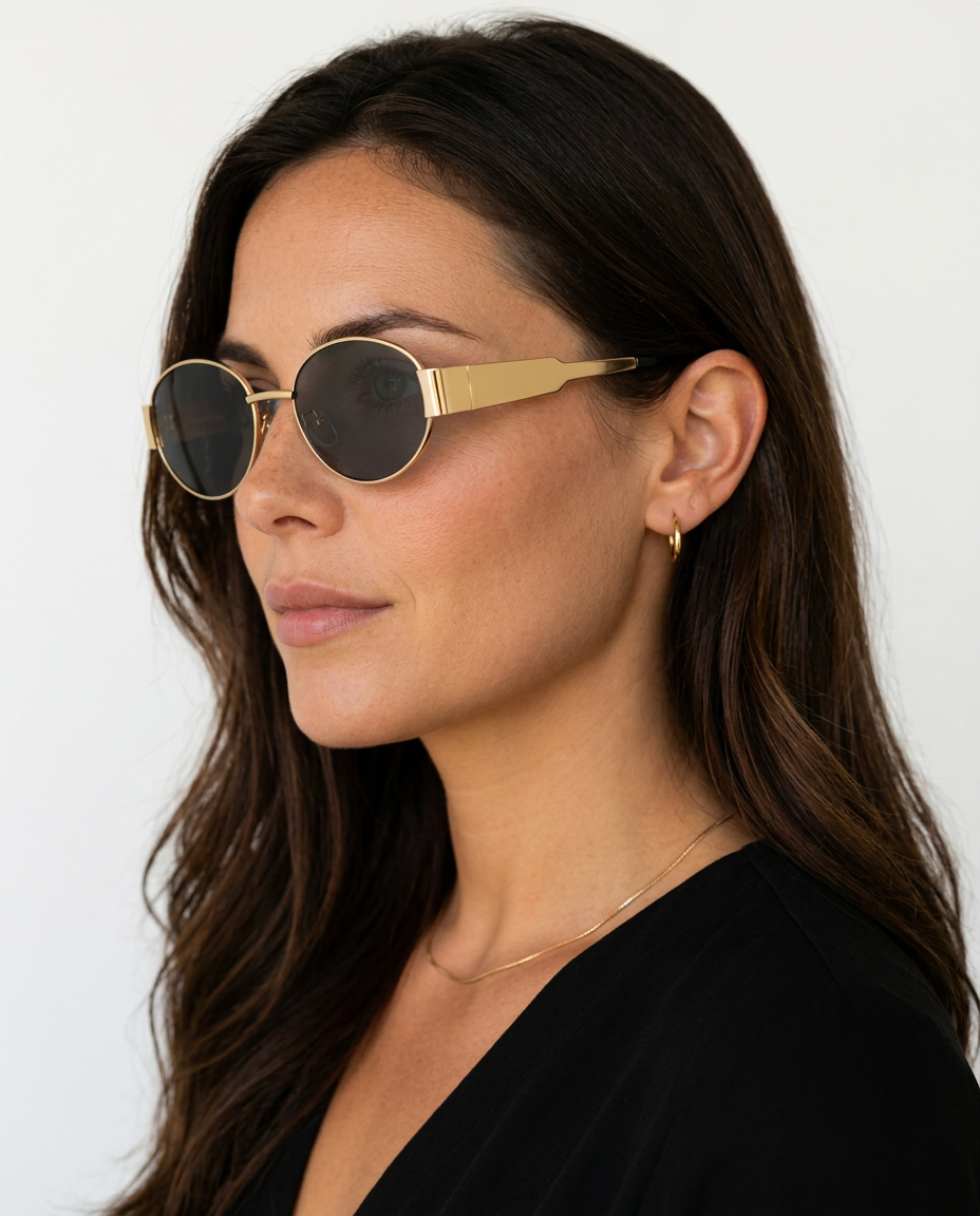 Tonia | Oval Sunglasses with Gold Frame