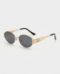 Isya | Small Oval Sunglasses with Metal Frame Detail