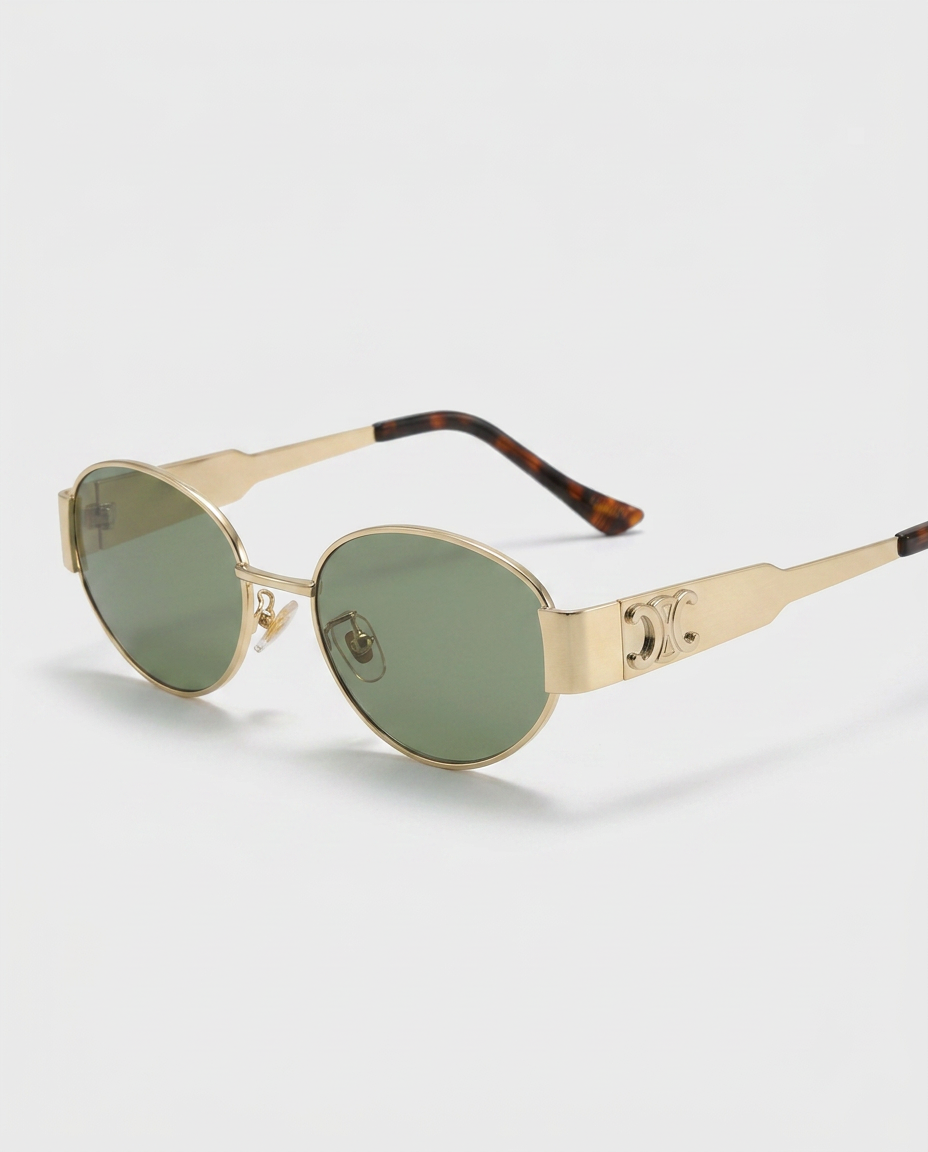 Isya | Small Oval Sunglasses with Metal Frame Detail