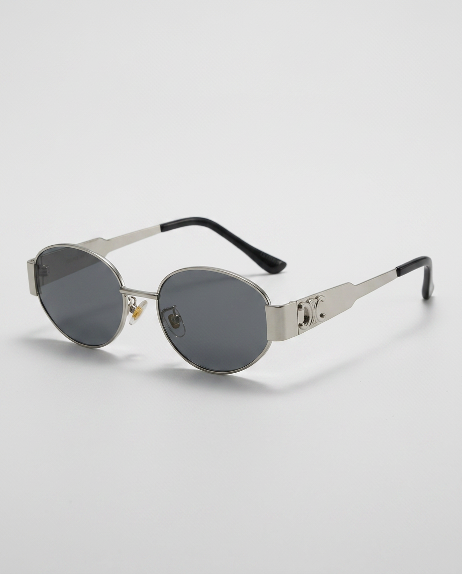 Isya | Small Oval Sunglasses with Metal Frame Detail
