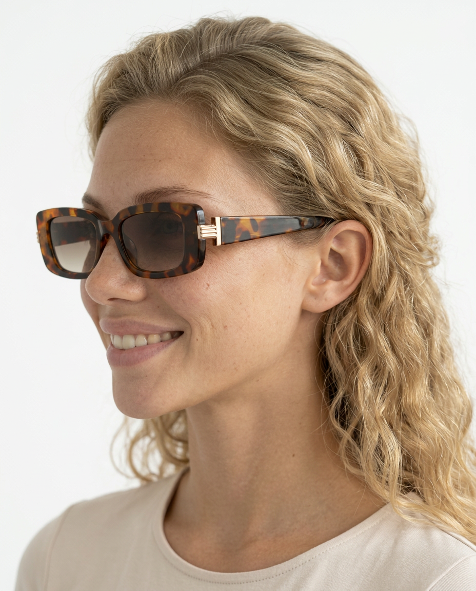 Candace | Leopard Print Square Sunglasses with Gradient Lenses