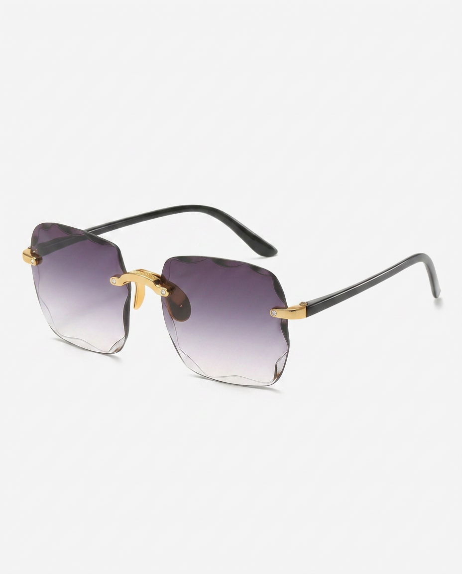 Joann | Rimless Sunglasses with Scalloped Gradient Lenses