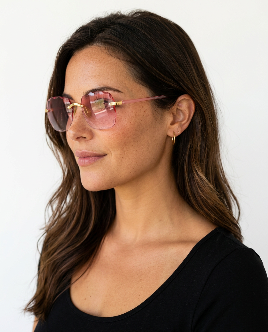 Joann | Rimless Sunglasses with Scalloped Gradient Lenses