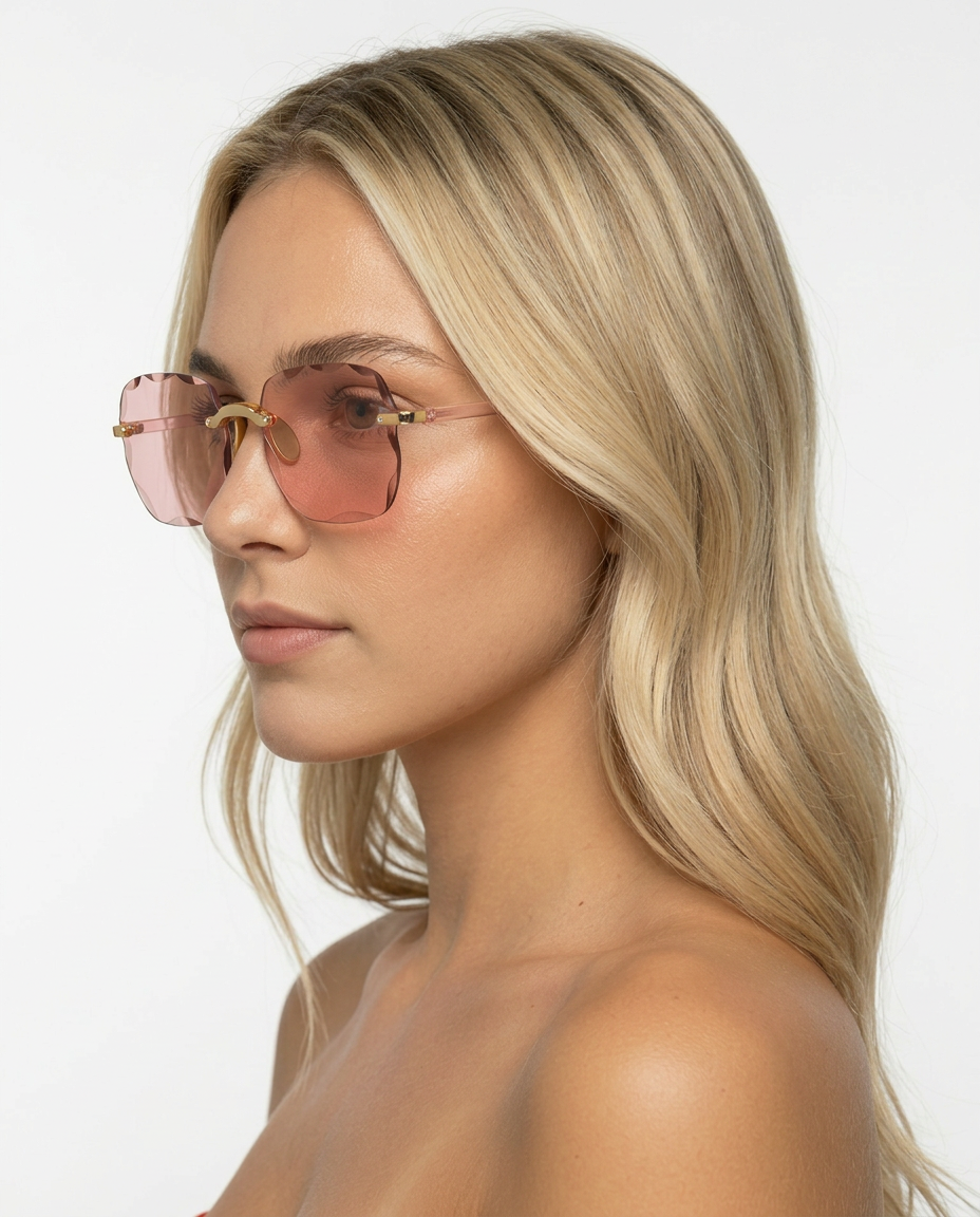 Joann | Rimless Sunglasses with Scalloped Gradient Lenses