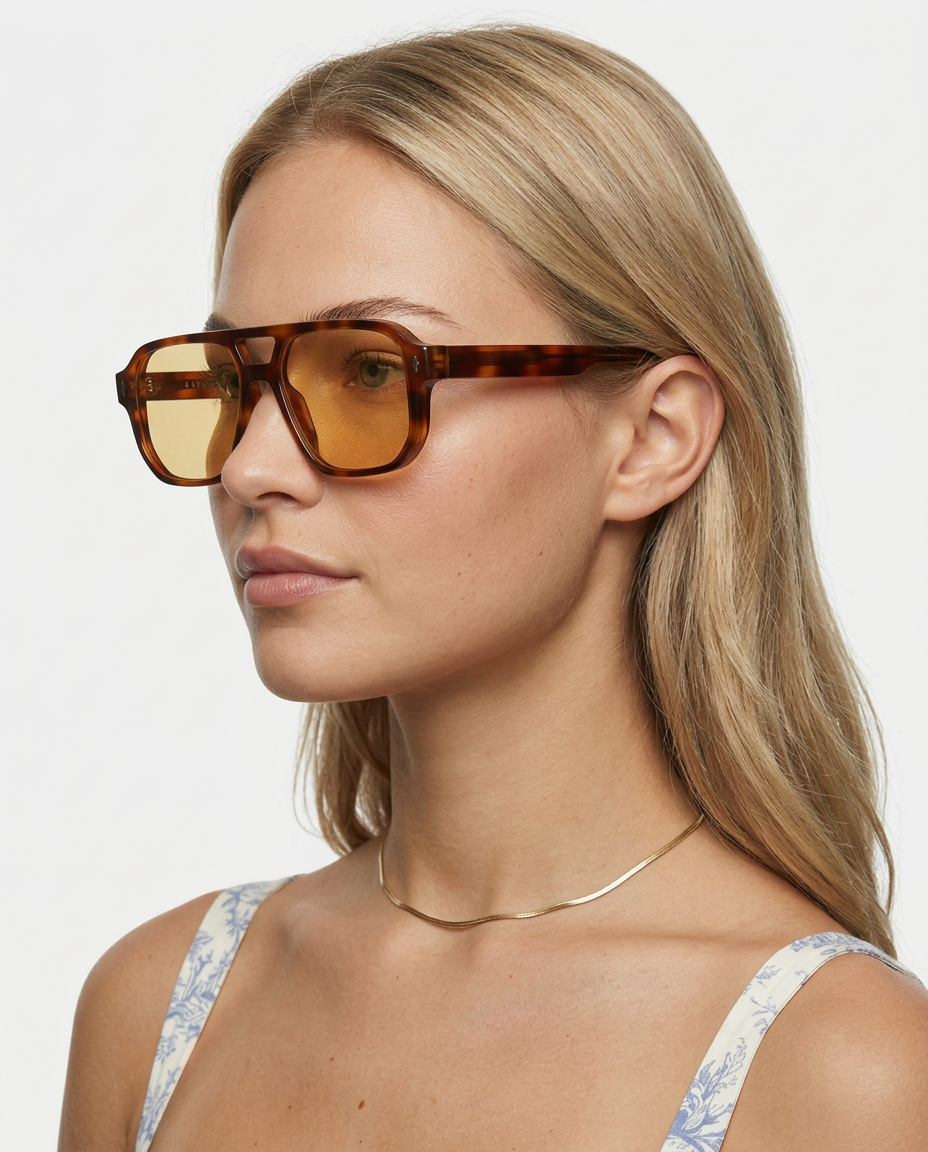 Lean | Retro Aviator Sunglasses with Orange UV400 Lenses