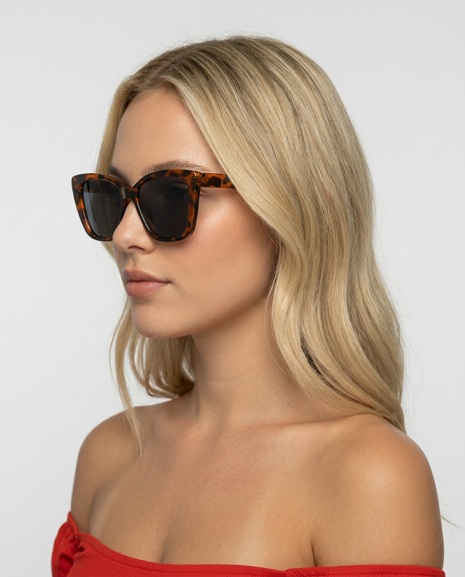Marcia | Retro Cat-Eye Sunglasses with Leopard Print Frame