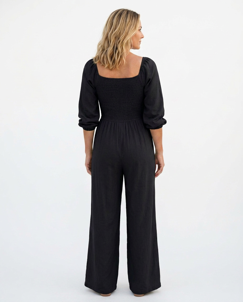 Antonia | Wide-Leg Jumpsuit with Smocked Bodice