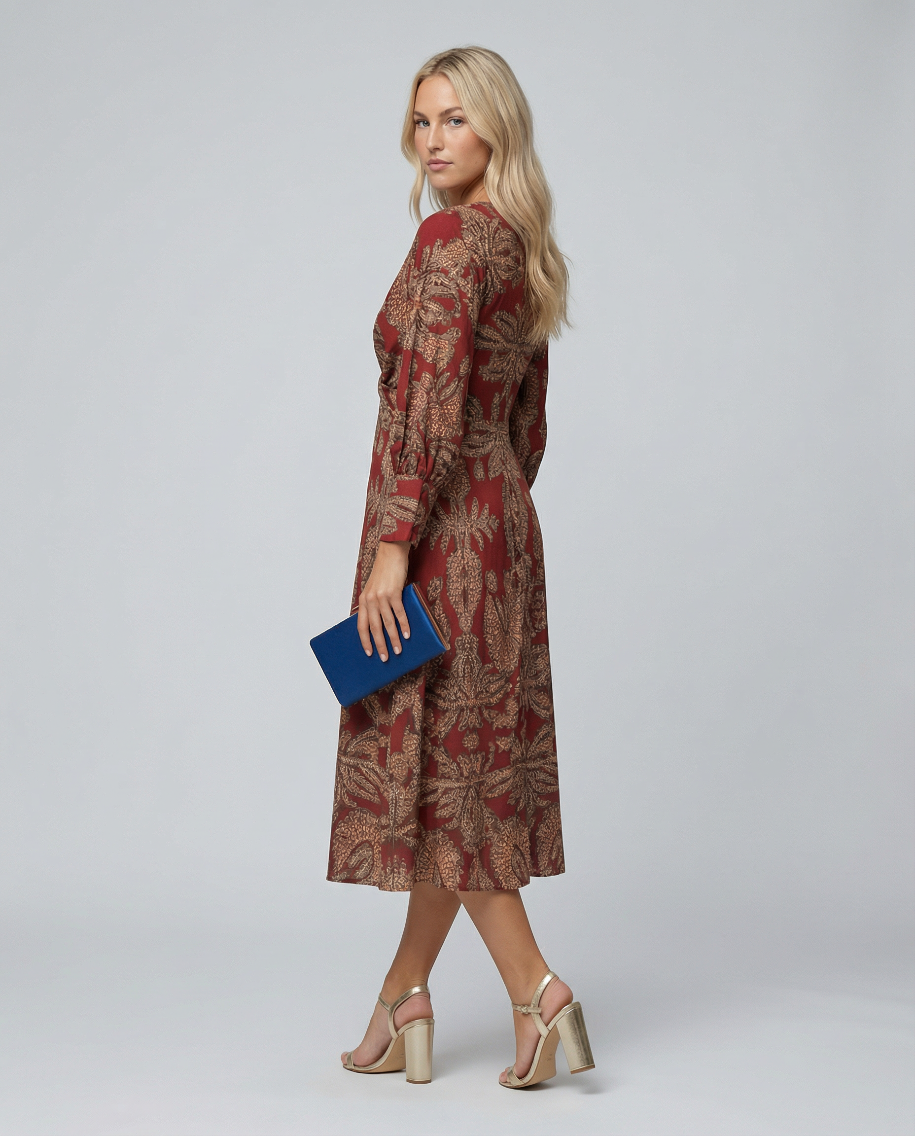 Mirella | Printed Midi Dress with Tie Waist