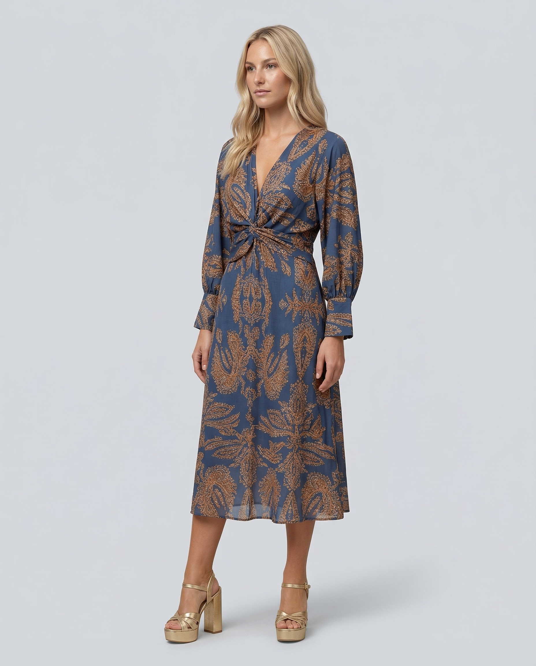 Mirella | Printed Midi Dress with Tie Waist