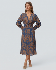 Mirella | Printed Midi Dress with Tie Waist