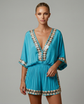 Nita | V-Neck Playsuit with Embellished Trim