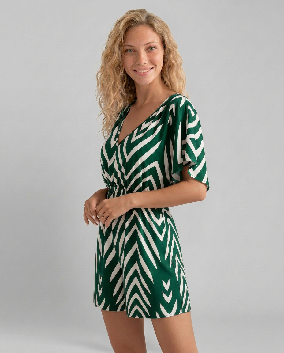 Ronda | Printed V-Neck Playsuit