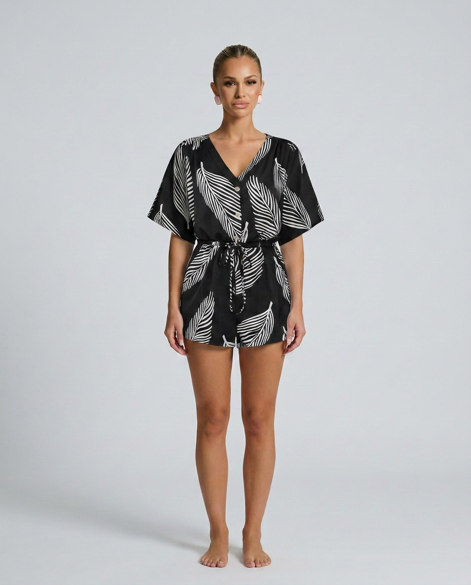 Merle | Romper with V-Neckline and Abstract Print