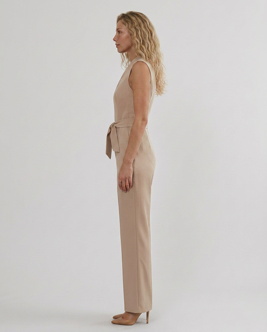 Tricia | Sleeveless Jumpsuit with V-Neck and Tie Waist