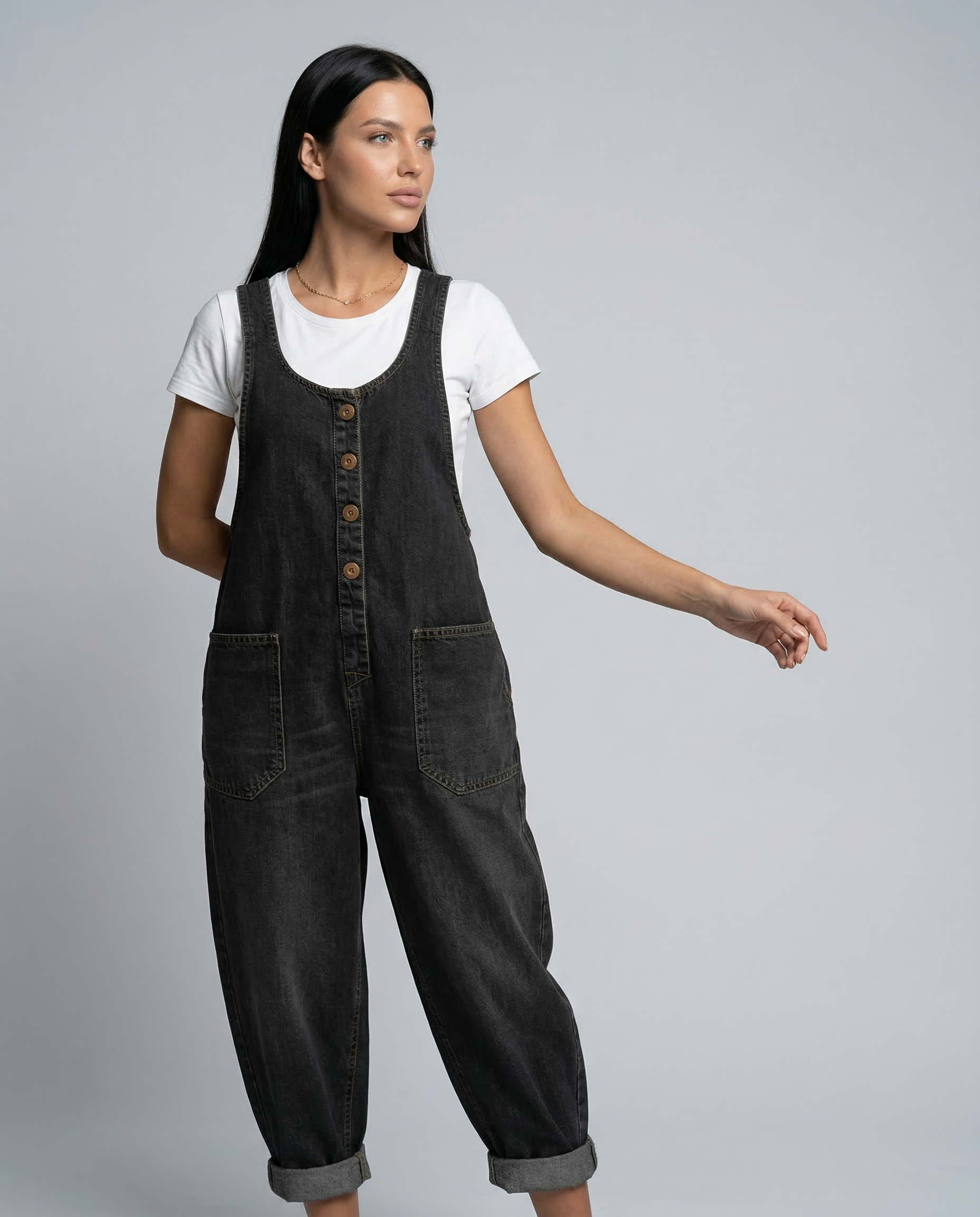 Abigail | Denim Jumpsuit with Button Front