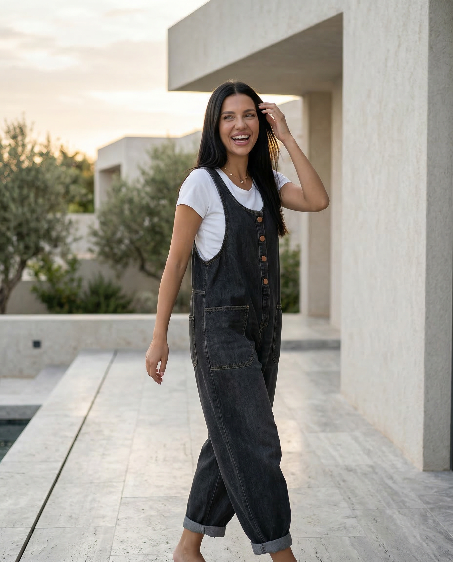 Abigail | Denim Jumpsuit with Button Front