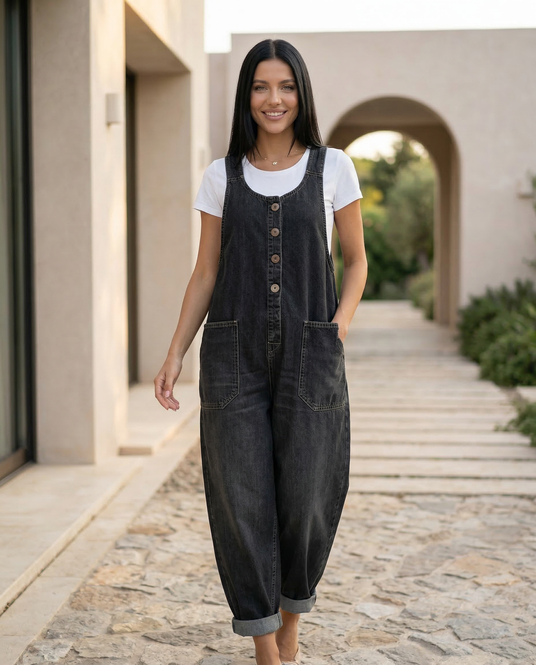 Abigail | Denim Jumpsuit with Button Front