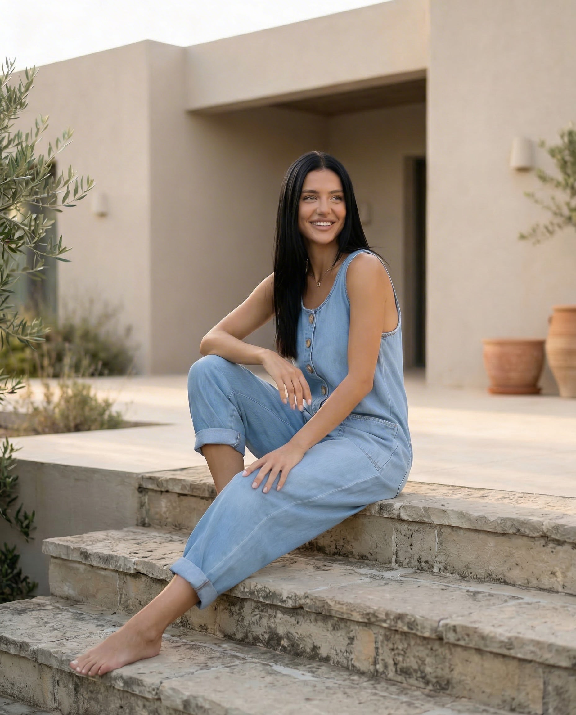 Abigail | Denim Jumpsuit with Button Front
