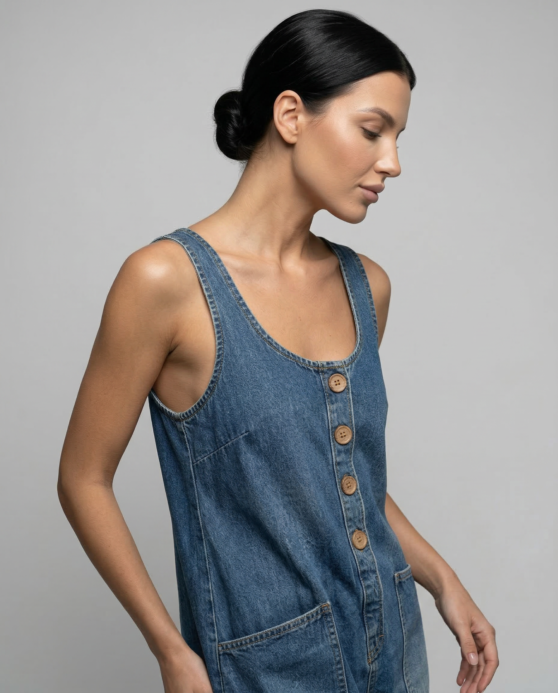 Abigail | Denim Jumpsuit with Button Front