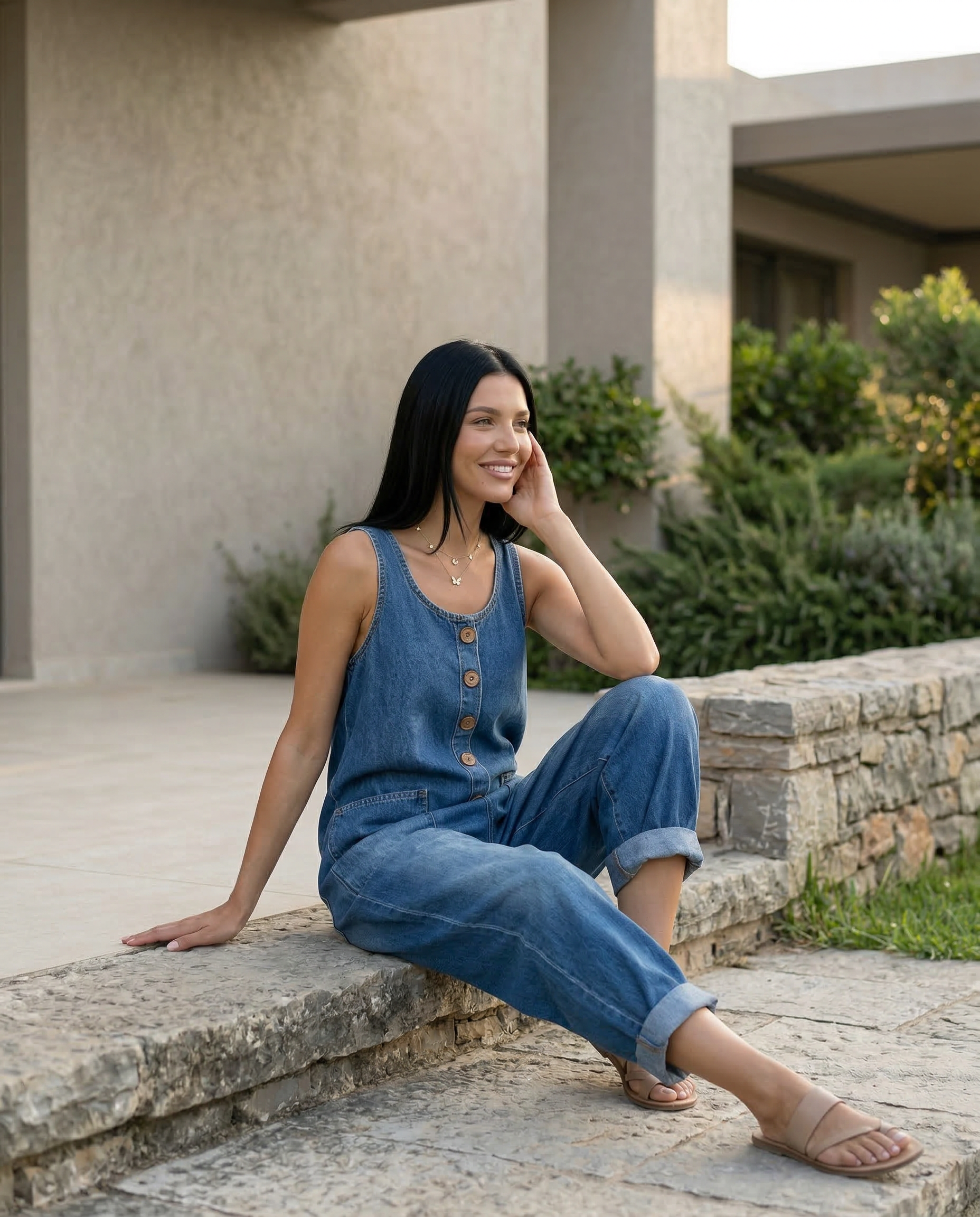 Abigail | Denim Jumpsuit with Button Front