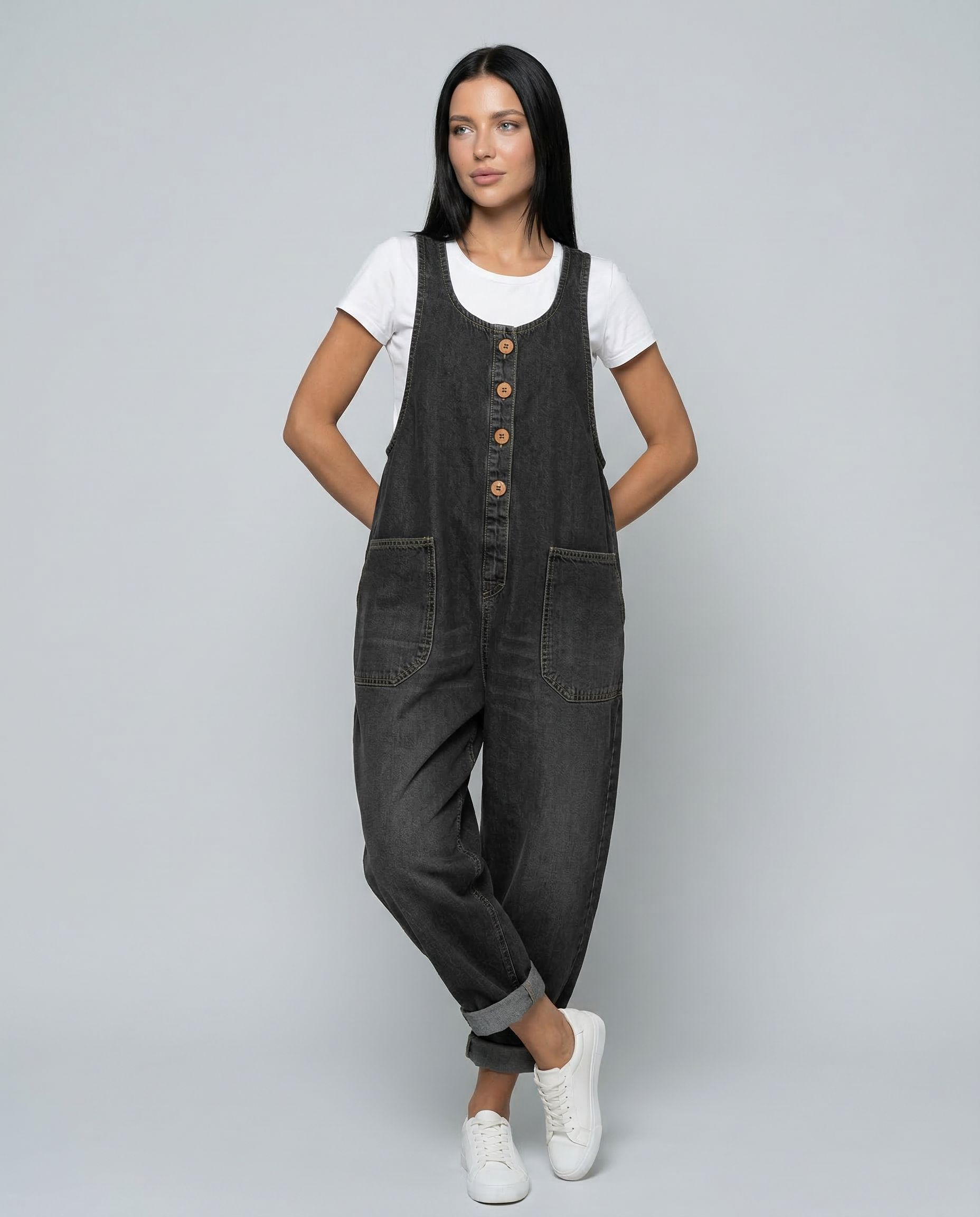 Abigail | Denim Jumpsuit with Button Front