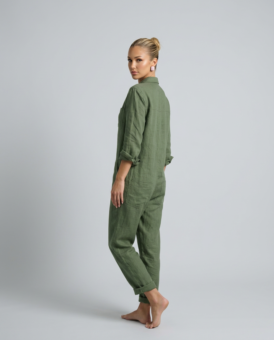 Brenda | Long Sleeve Jumpsuit with Button Front